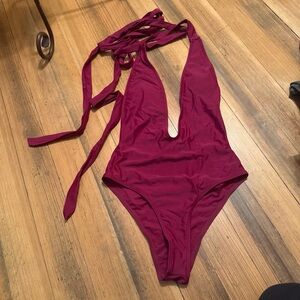 SHEIN Burgundy One Piece Swimsuit